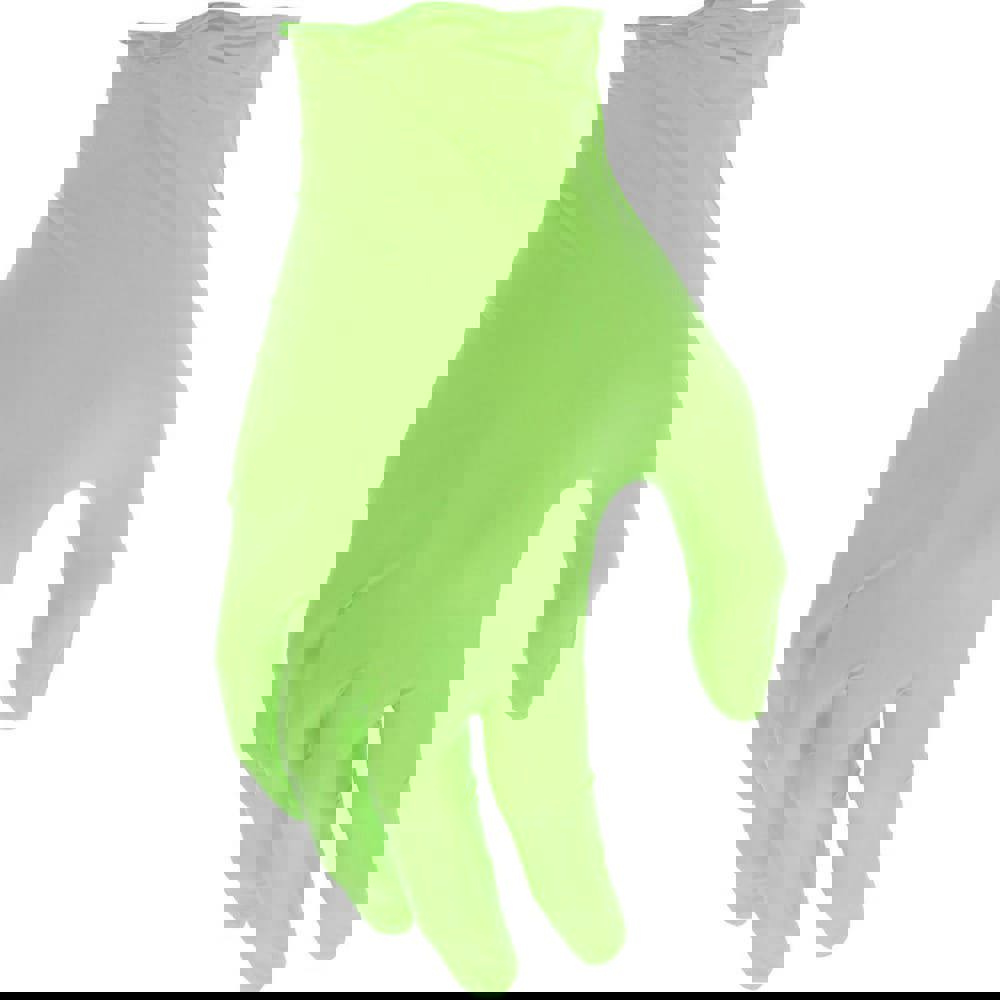 Disposable/Single Use Gloves; Primary Material: Nitrile ; Thickness (mil): 3.5000mil ; Grip Surface: Textured Palm & Fingers ; Grade: Food ; Glove Size: Small ; Color: Green